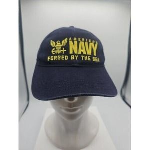 Americas Navy Forged By The Sea Adult Hat Cap Adjustable Embroidered Made In USA